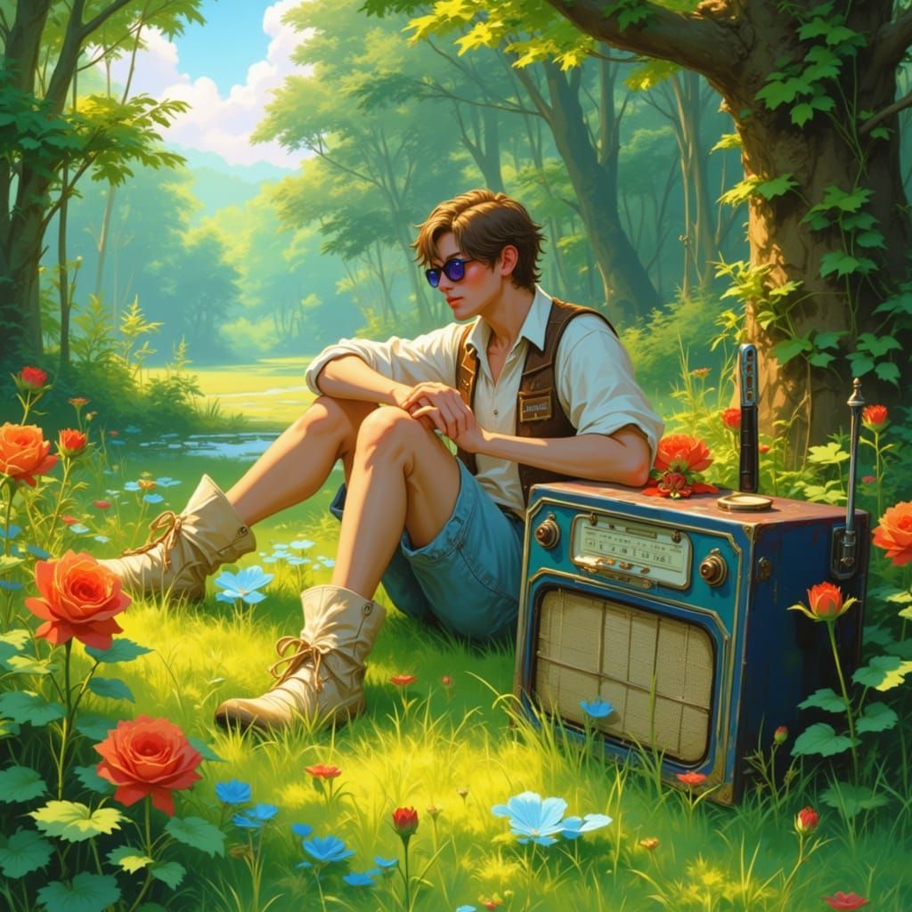 Whimsical Semi-Realistic Garden Scene in 3D Anime Oil Paint ...