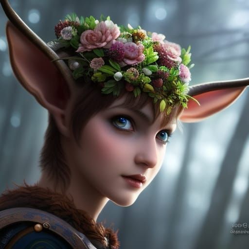 Adorable Faun Portrait in Detailed Digital Art