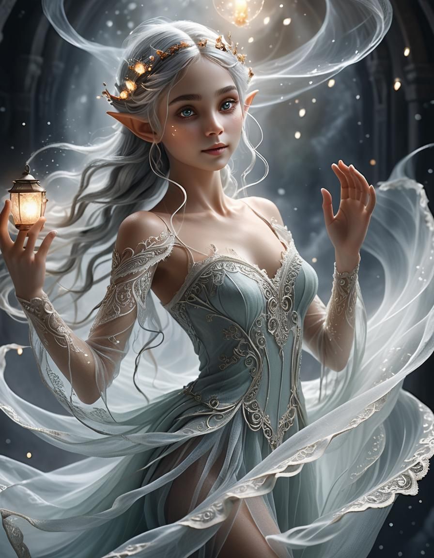 Ethereal Elf Portrait in Impressionistic Fantasy Style
