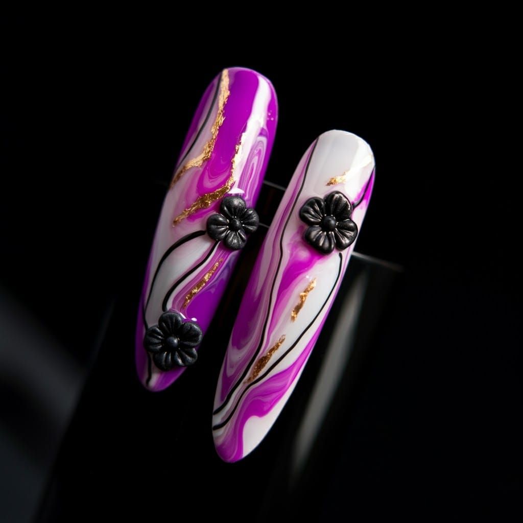 Abstract Nail Art Inspired by YSL Libre Parfum