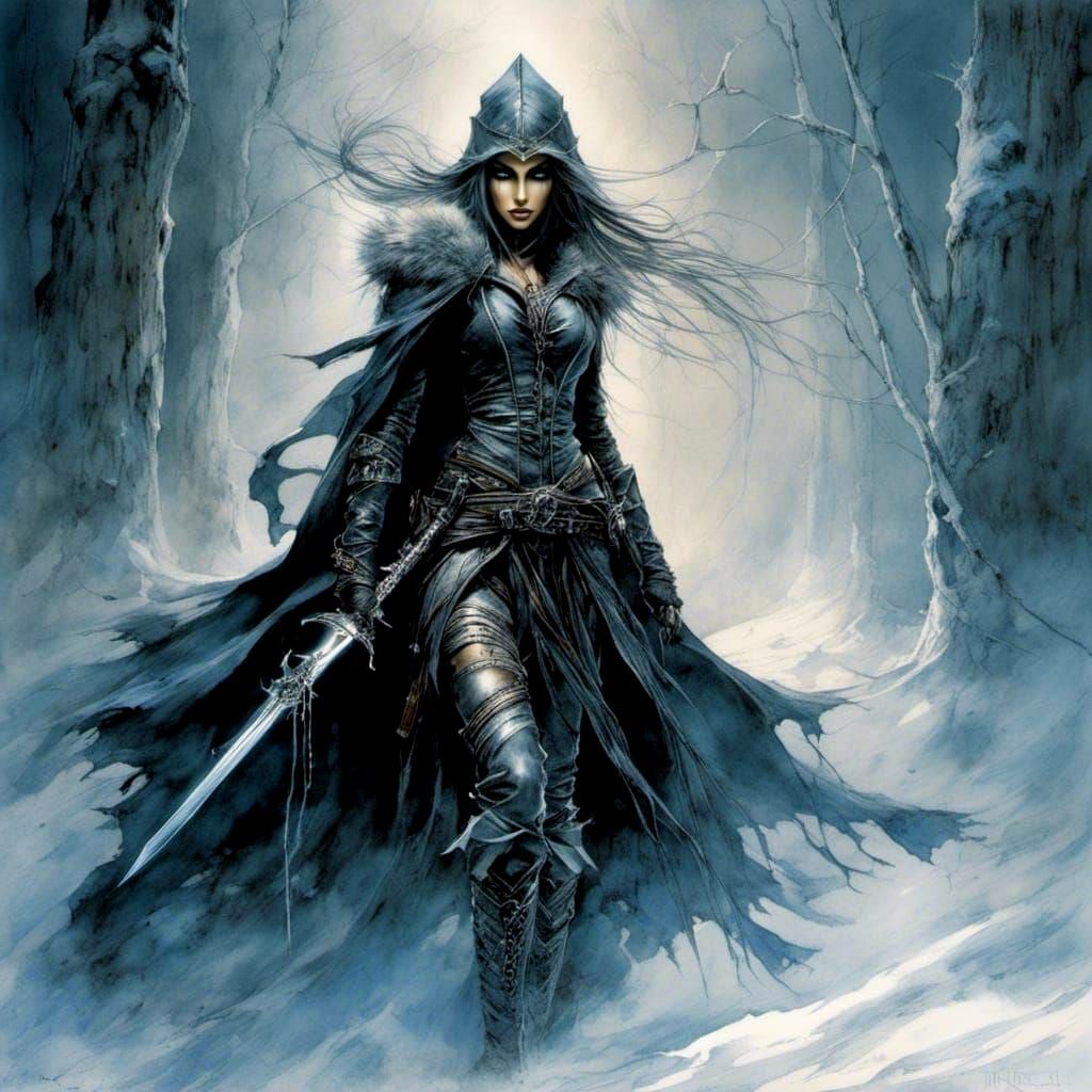 Ice Elf Assassin in Dark Fantasy Style