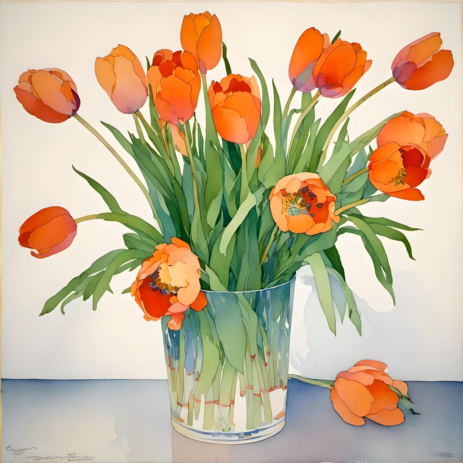 Orange Tulips in Vase