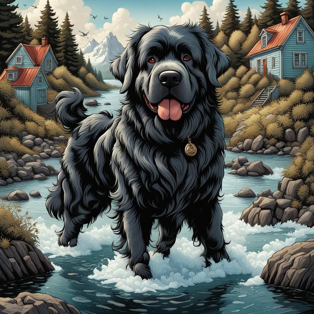 Newfoundland dog, the Whimsical World of Hergé