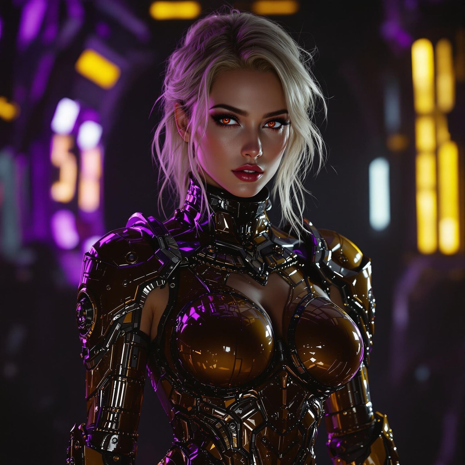 Woman in Latex Armor, Sci-Fi Portrait