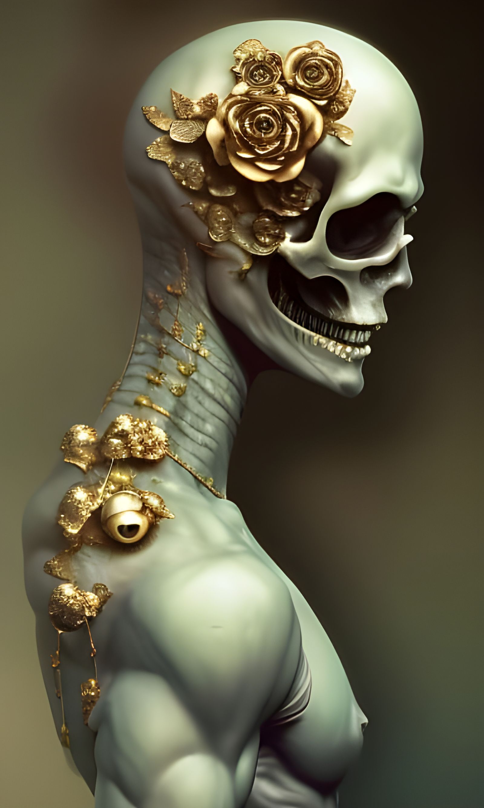 Opal Skull Statue with Laser Eyes