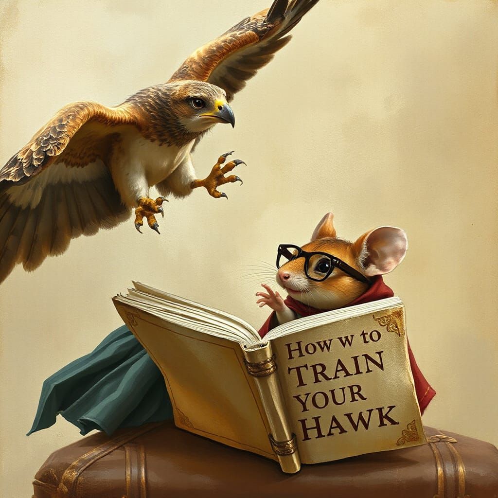 Clever Mouse Reads 'How to Train Your Hawk' as Hawk Dives