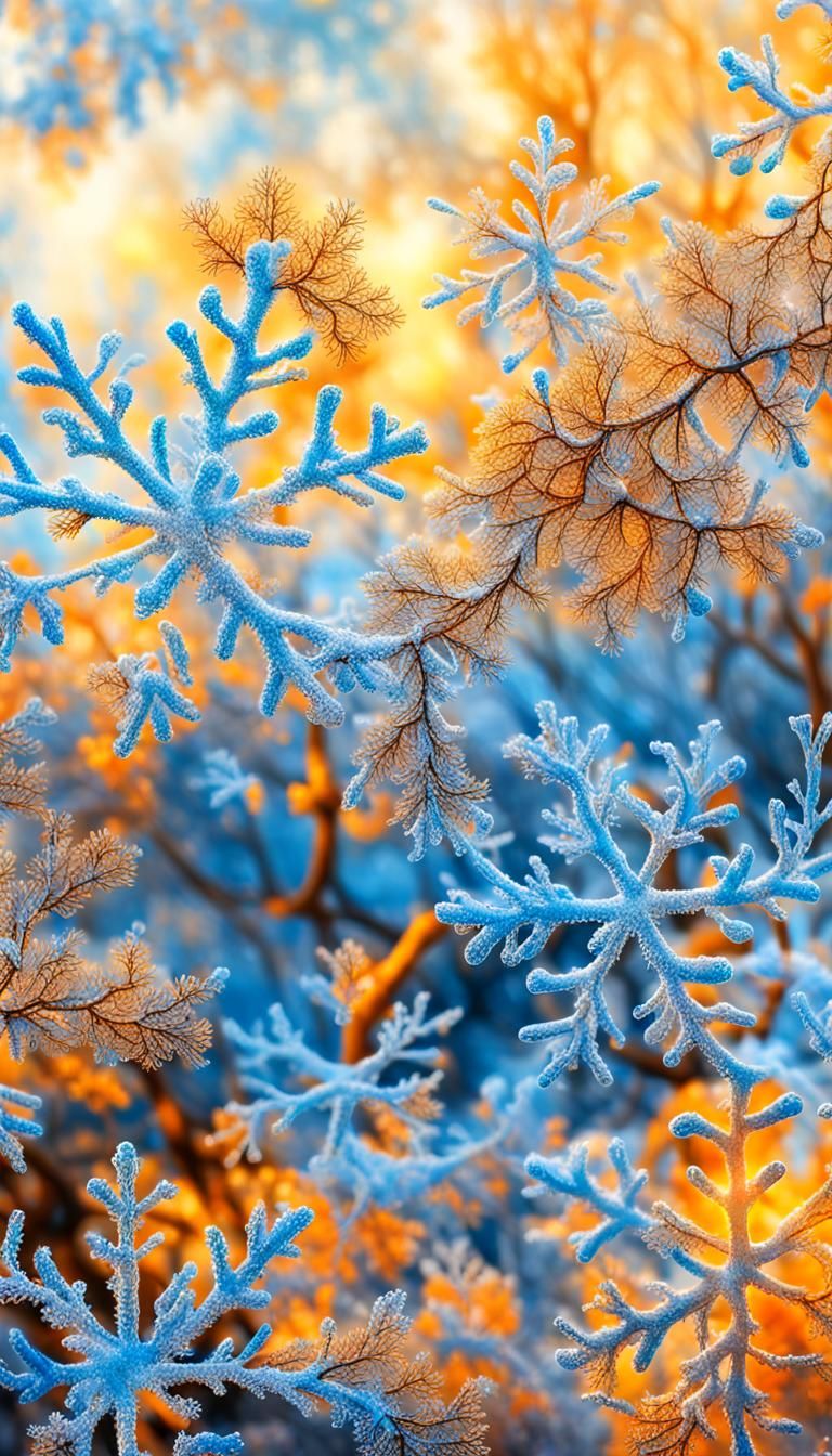 Winter Tree Branches in Impasto Digital Art