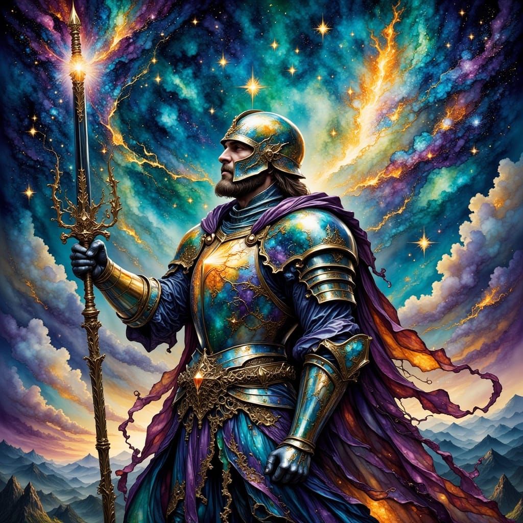 Knight of the Cosmos in Fantasy Ink Style