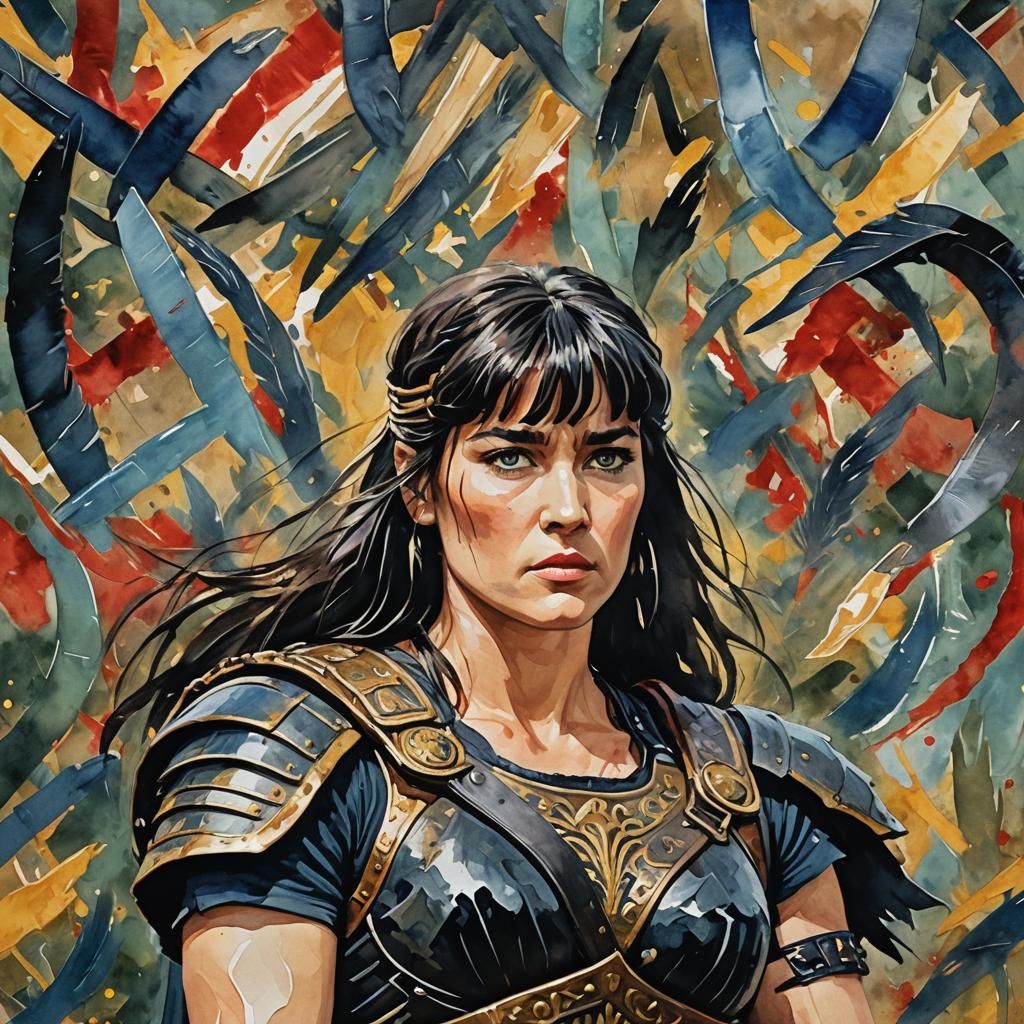 Xena in Gouache Style Impressionist Masterpiece