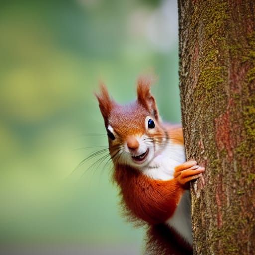 Happy Little Red Squirrel Portrait, Natural Lighting