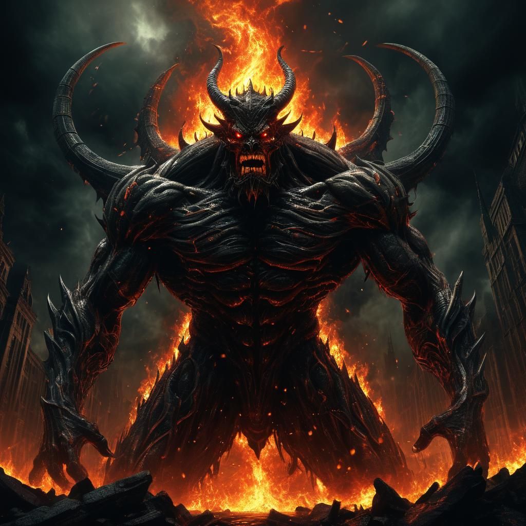 Infernal Demon Rising: A Dark Fantasy Art Piece