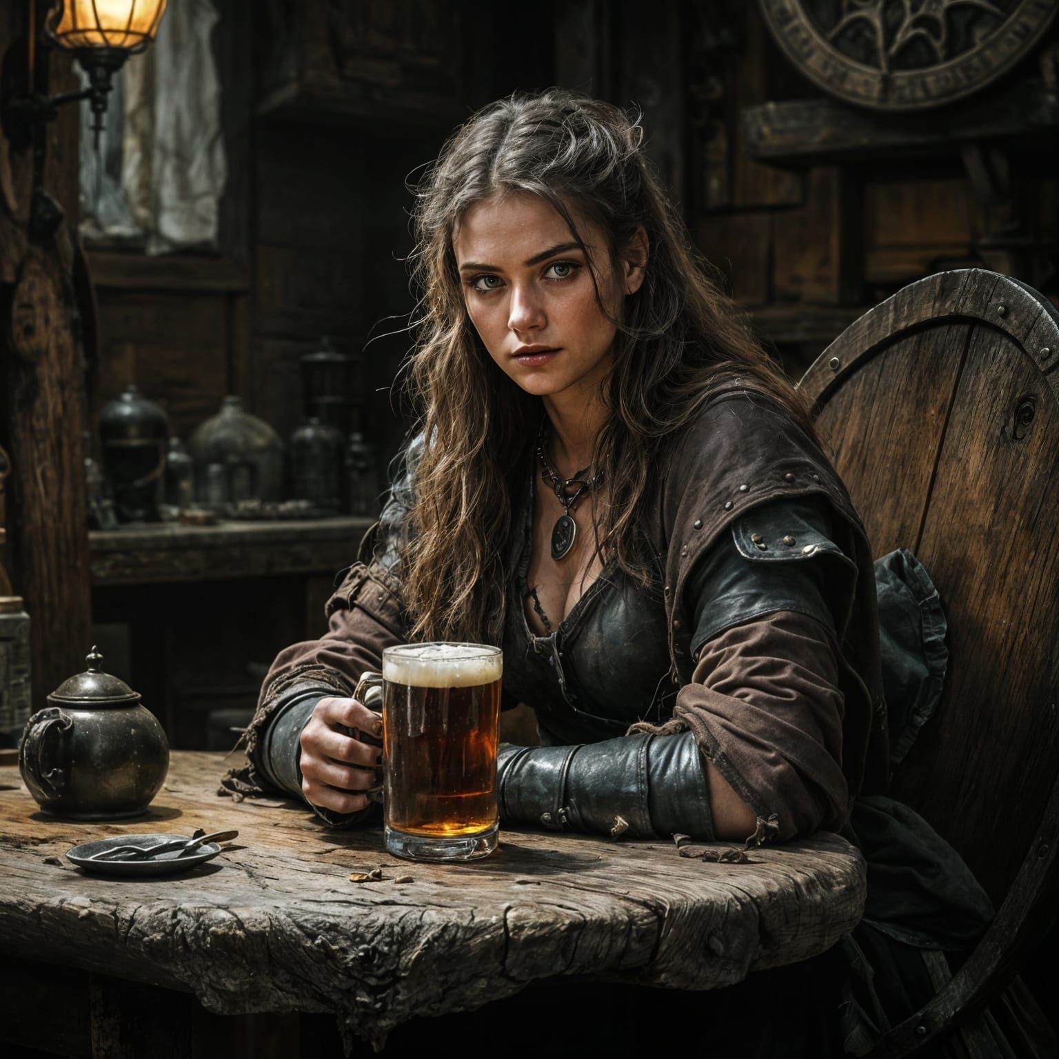 Norse Goddess in Tavern, Sfumato and Chiaroscuro