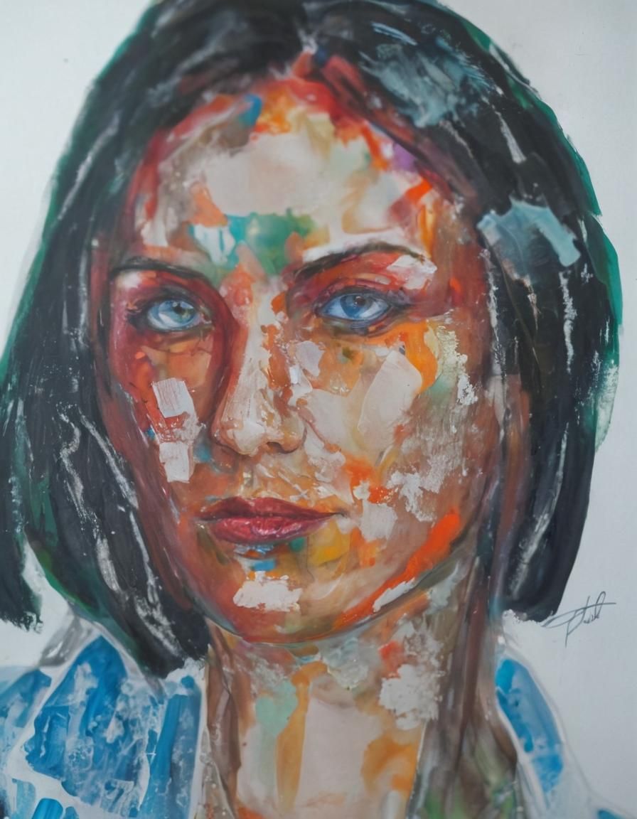 Elegant Lady Portrait as Impasto Painting