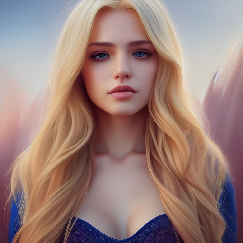 Beautiful Blonde Woman Portrait in Realistic Style