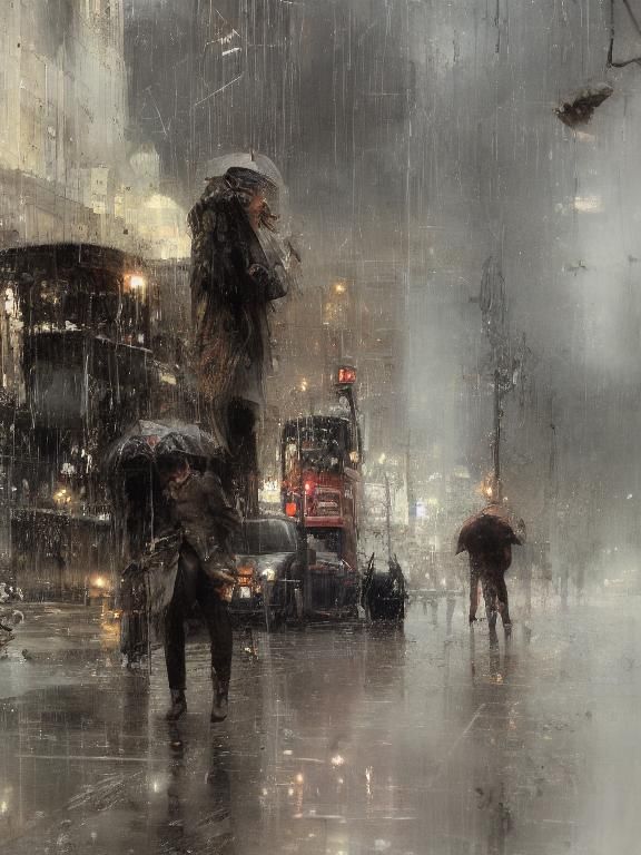 A rainy day London with reflections.