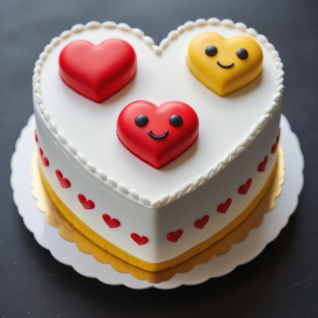 Delicious White Dessert in a Simple Heart-Shaped Cake