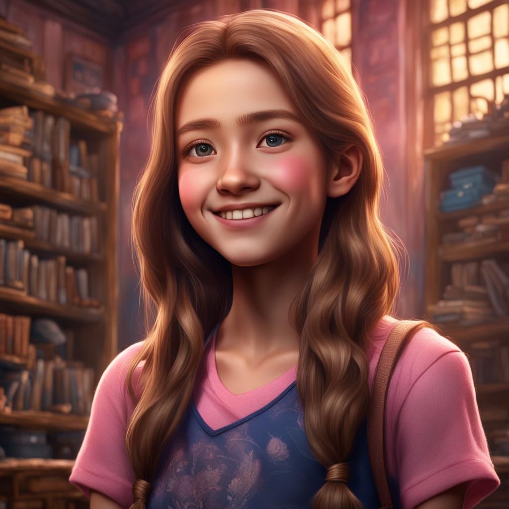 Middle School Girl in Detailed Fantasy Art Style