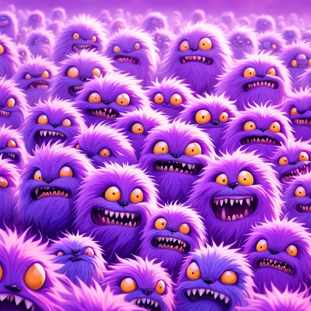 Army of tiny fluffy purple people eaters