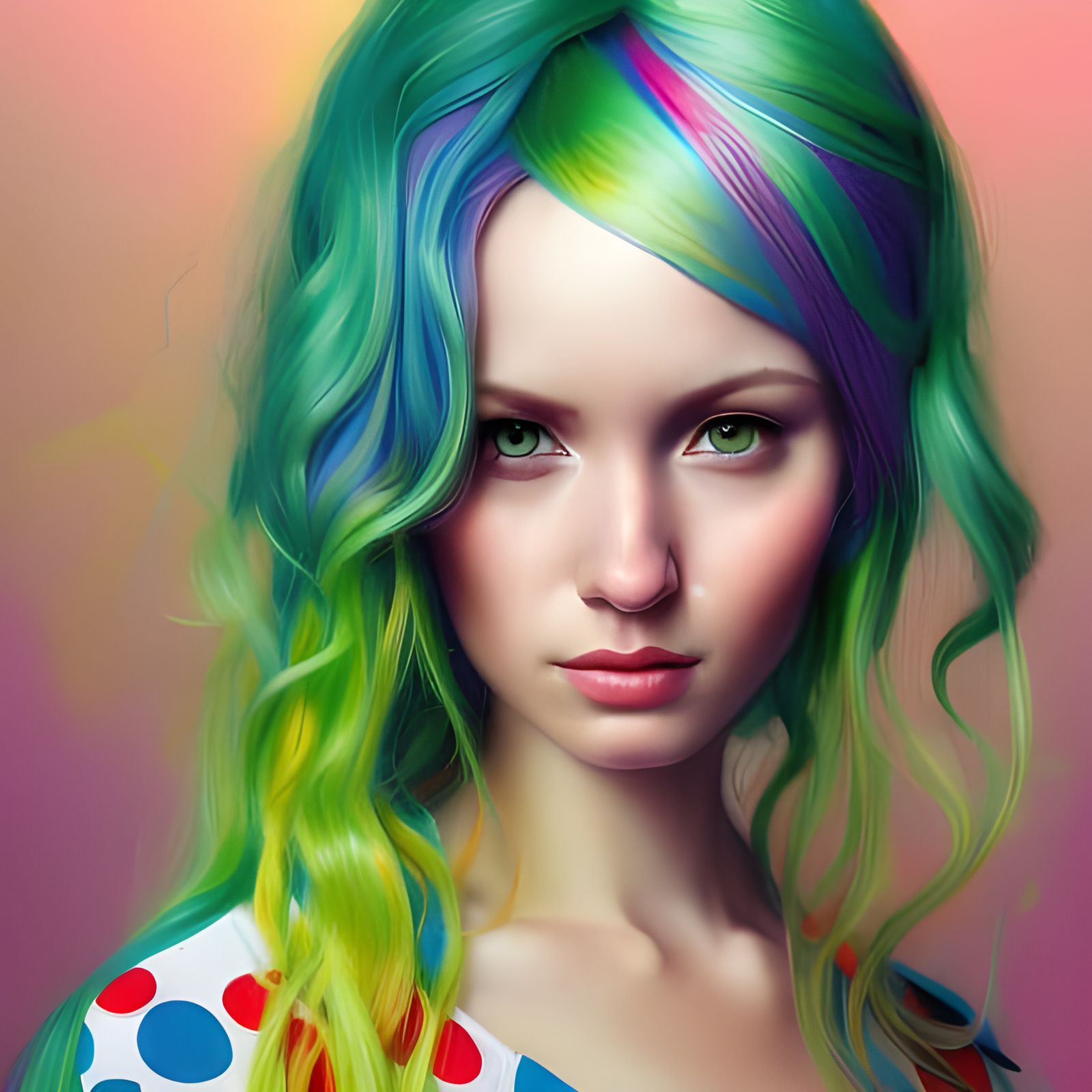 Rainbow Haired Woman in VR Headset: Hyperrealistic Portrait