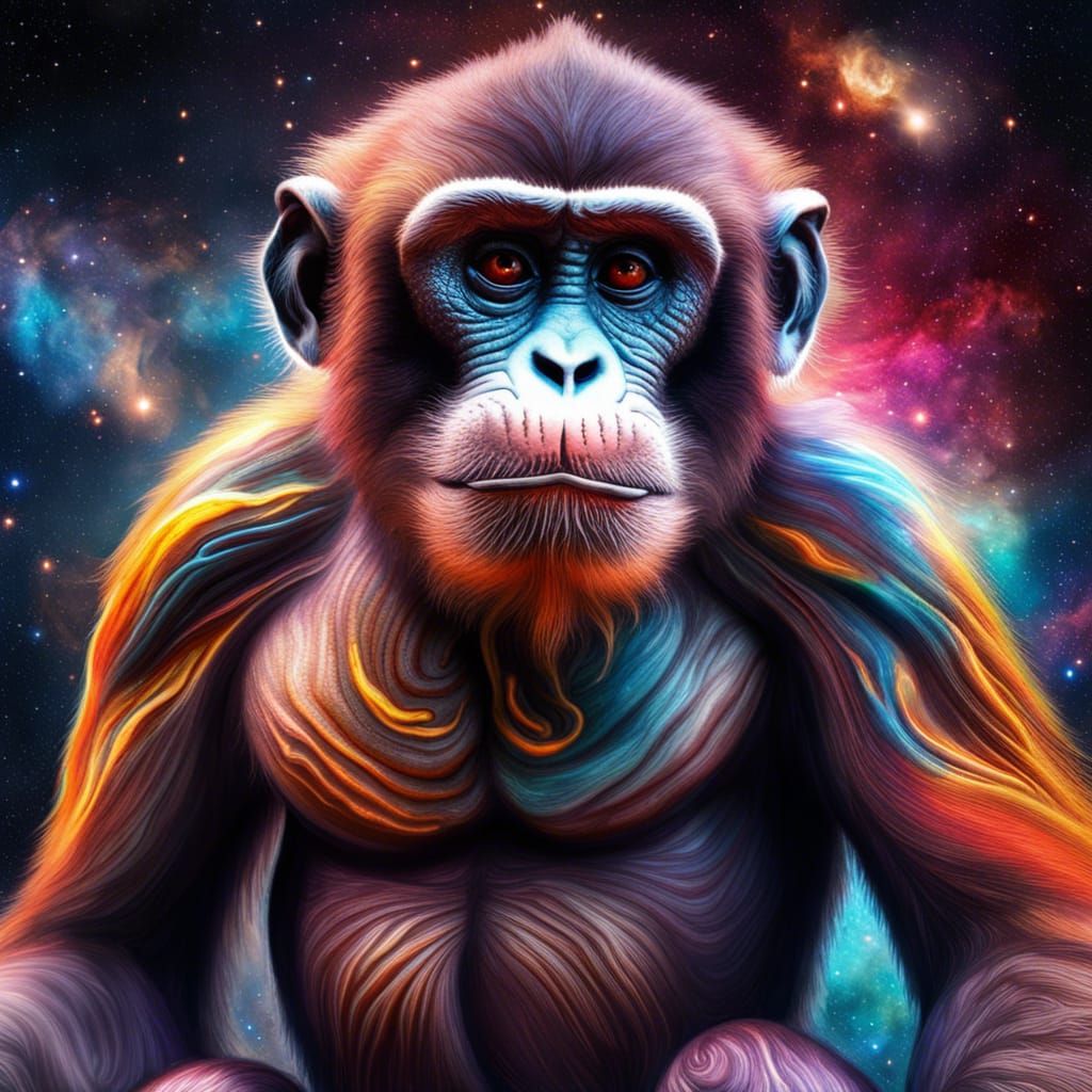 Giant Monkey Flies Through Exploding Nebula