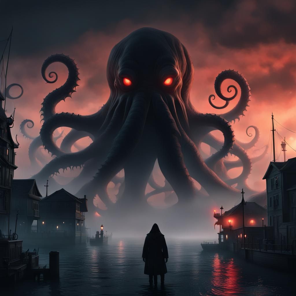 Colossal Tentacled Creature Approaches City