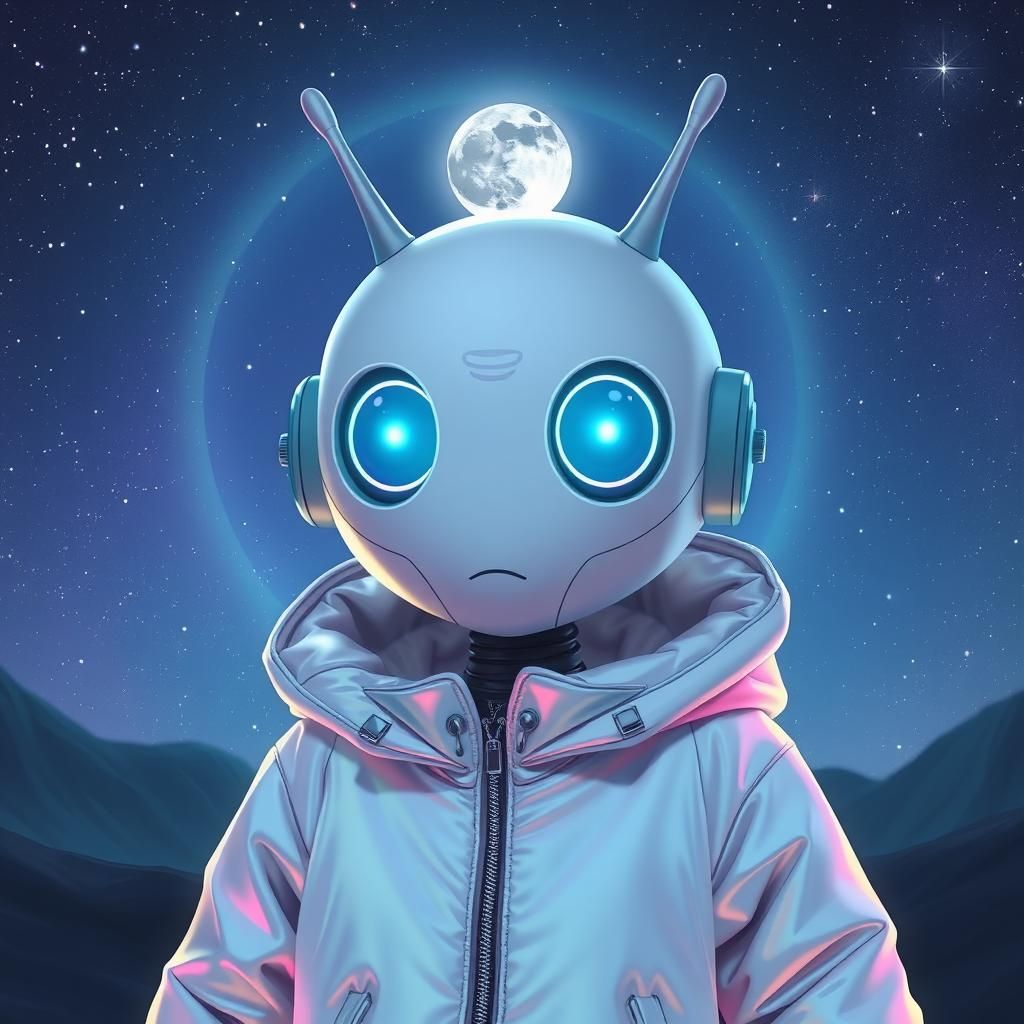 Android with Moon Eyes in Cyberpunk Style