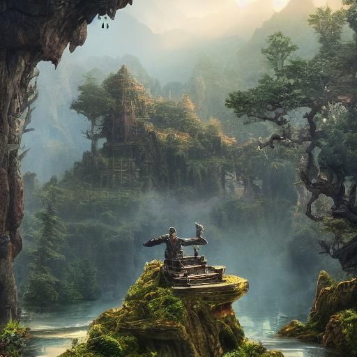 Cave Temple Portrait in Reality-Defying Fantasy Art
