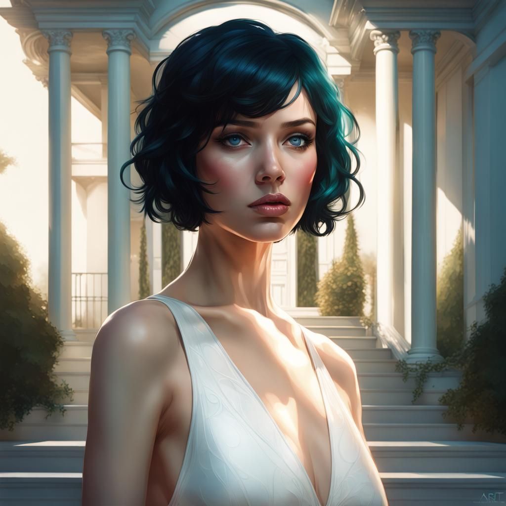 Elegant Woman Portrait in Art Nouveau Style