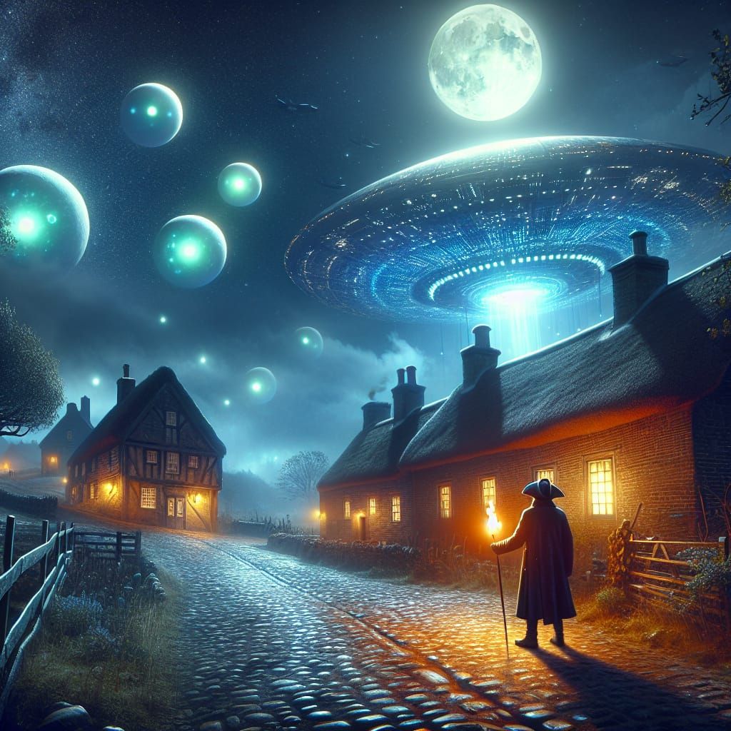 Alien Arrival in Quiet Village: Digital Concept Art