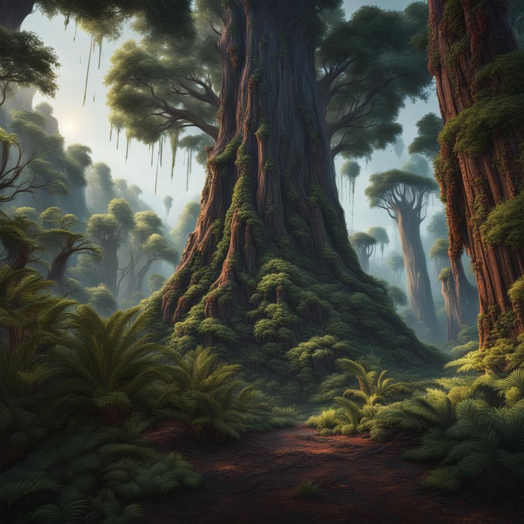 Detailed Redwood Jungle Matte Painting