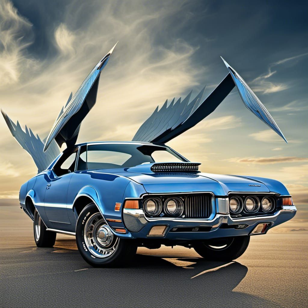 Futuristic Flying Blue 1972 Mercury Cougar