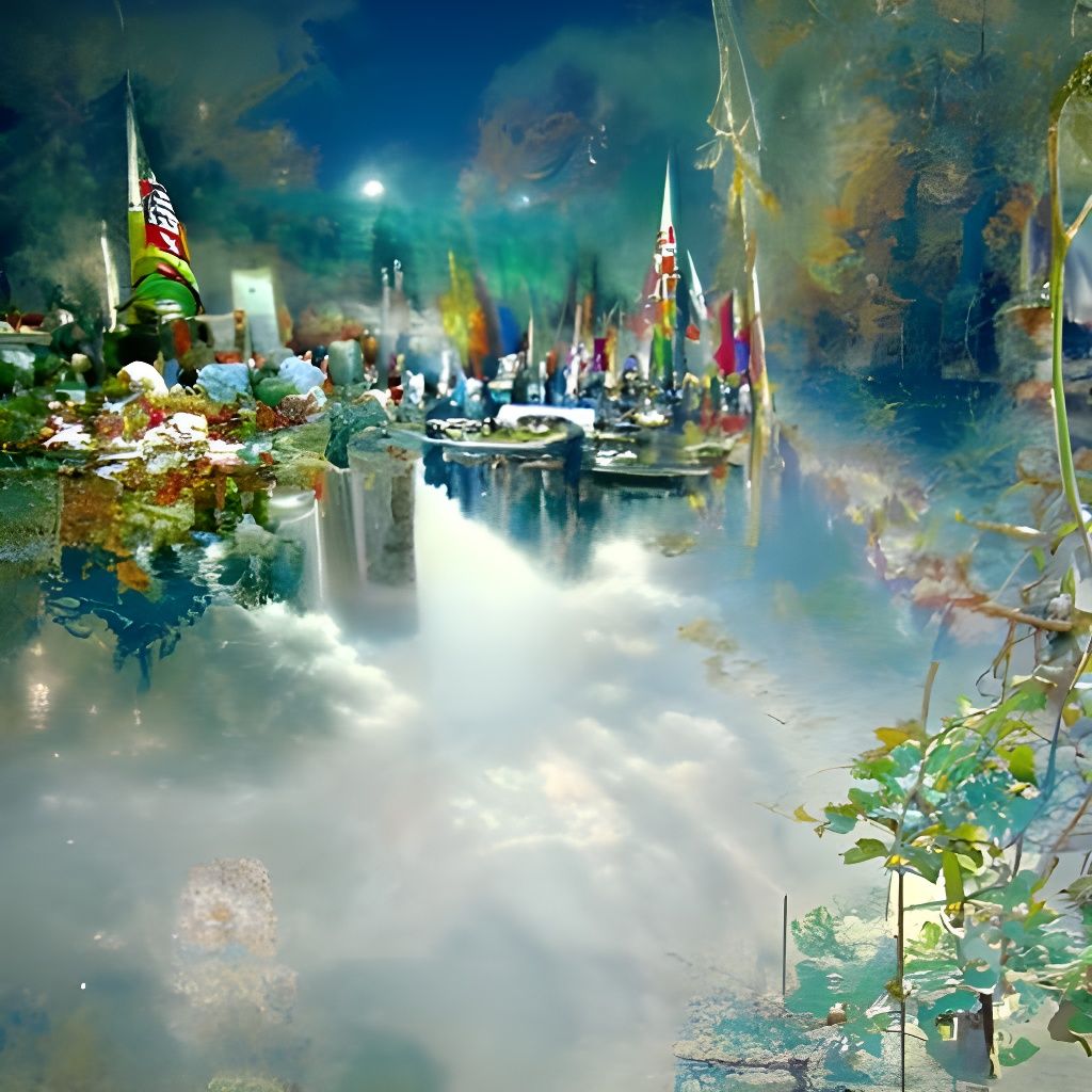 Ethereal United Nations in Fantasy Landscape