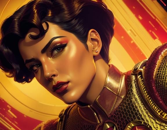 Golden Age Hero in Retro-Futuristic Style