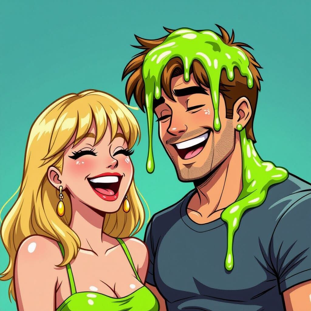 Woman Laughs as Man Gets Covered in Nickelodeon Slime