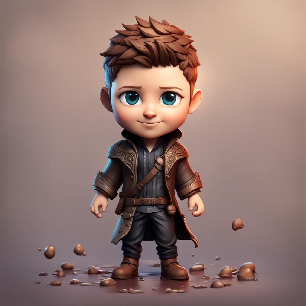 Hyperrealistic Chibi Jensen Ackles in Detailed Matte Paintin...