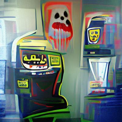 Haunted Arcade Machine in Pop Art Style