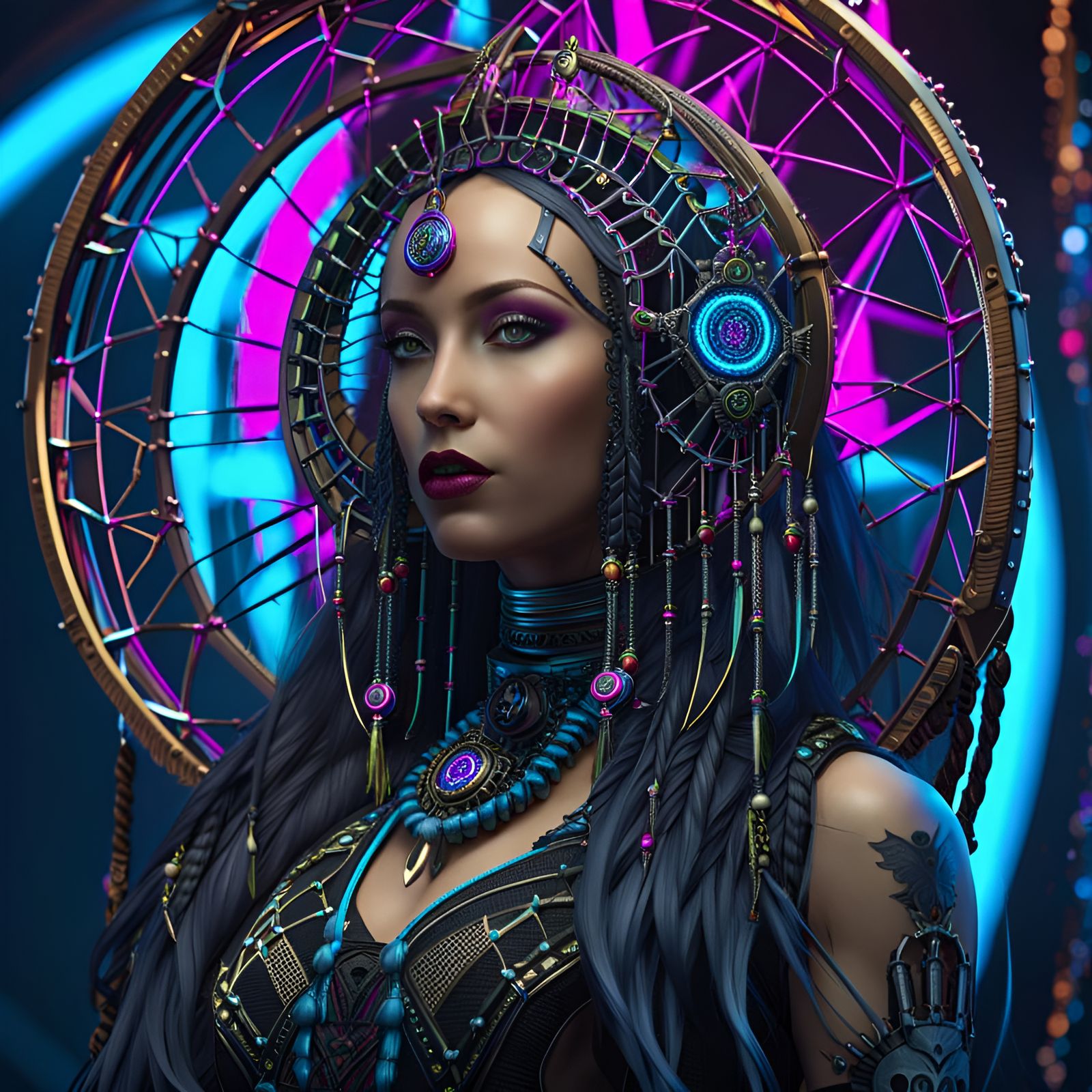 Hyper Detailed Cyber Goth Dreamcatcher in 4K