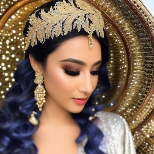 Ethereal Woman with Constellations and Magical Tome