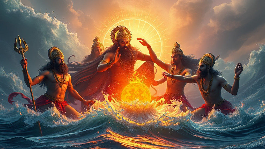 Mythical Samudra Manthan: Gods Retrieve Amrit Kalash