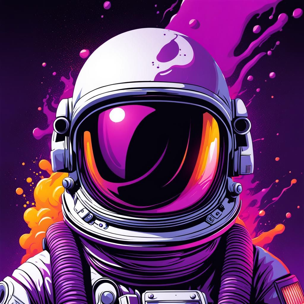 Astronaut in Graffiti Art with Purple Gradient