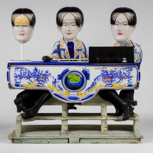 Porcelain Computer Scientist Portrait with Chewing Gum