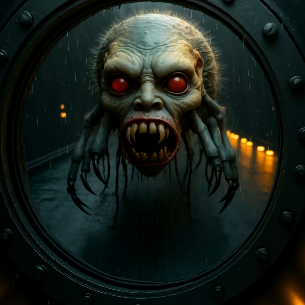 Horrifying Flea-Monster Hybrid in Dark Hallway