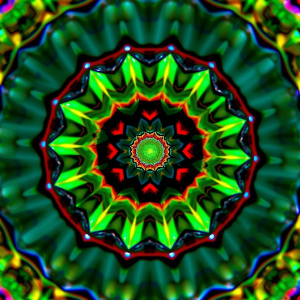 Colorful Kaleidoscope Pattern in Reflected Glass