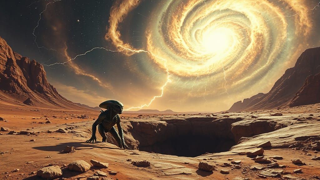 Terrifying Alien Creature Emerges from a Desolate Alien Plan...