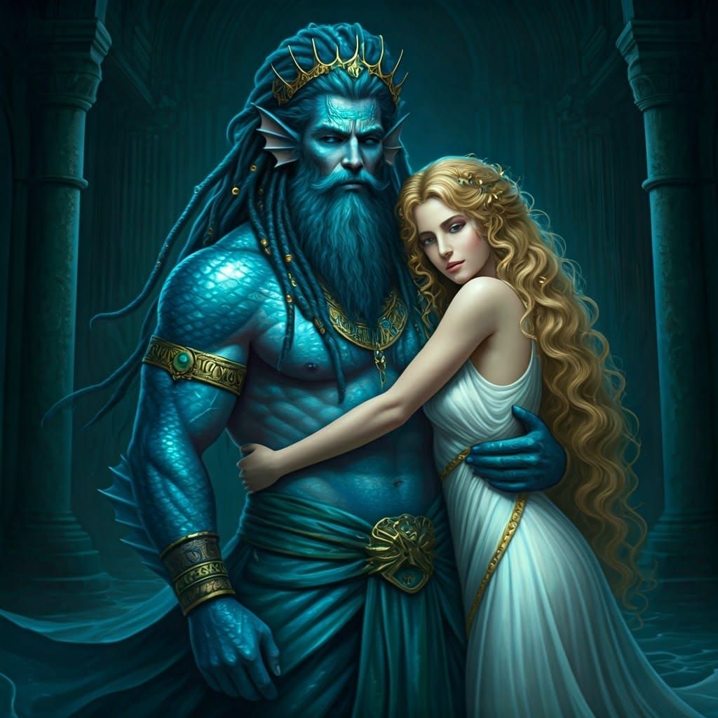 Majestic Sea King Adorned with Turquoise and Emeralds