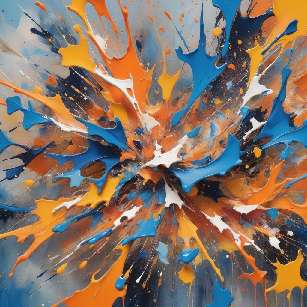 Turmoil in Vibrant Hues: An Abstract Expressionist Masterpie...