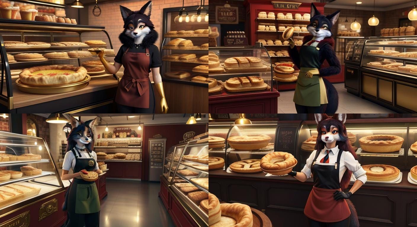 Fox Baker in Bakery Shop, 3D Render
