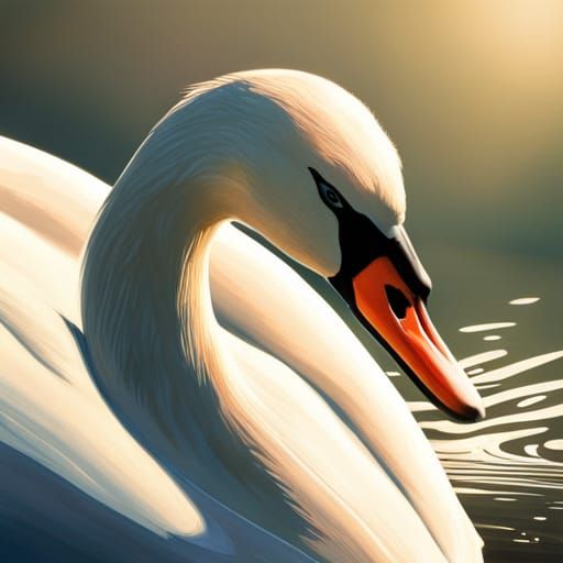 Hyperrealistic Swan in Splash Art Style