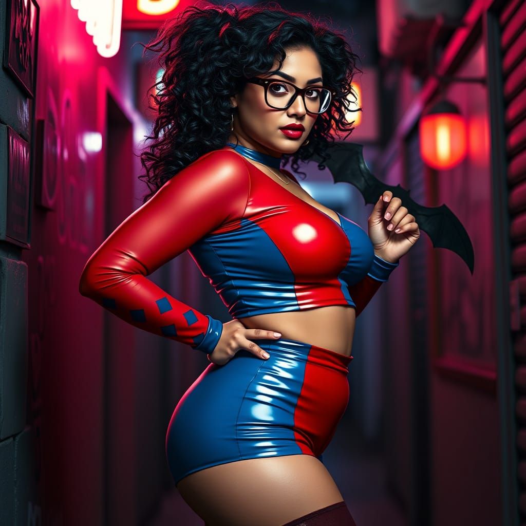 Indian Woman as Harley Quinn: Hyperrealistic Digital Art