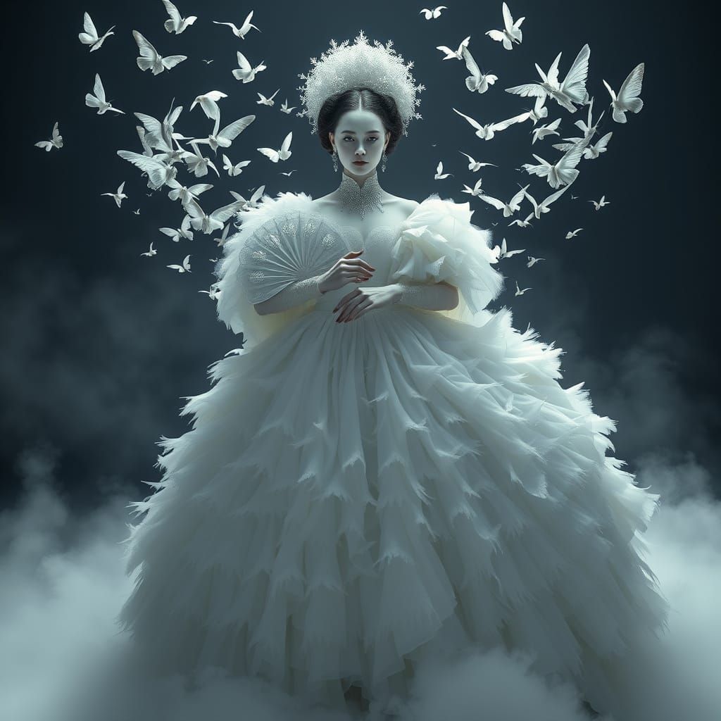 Rococo Lady Lost in White Fog